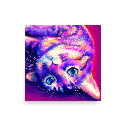 Feline Flows and Poses Collection - "Flop" - Painting of a Cat Laying Down [Unfoiled] Posters, Prints, & Visual Artwork JoyousJoyfulJoyness 