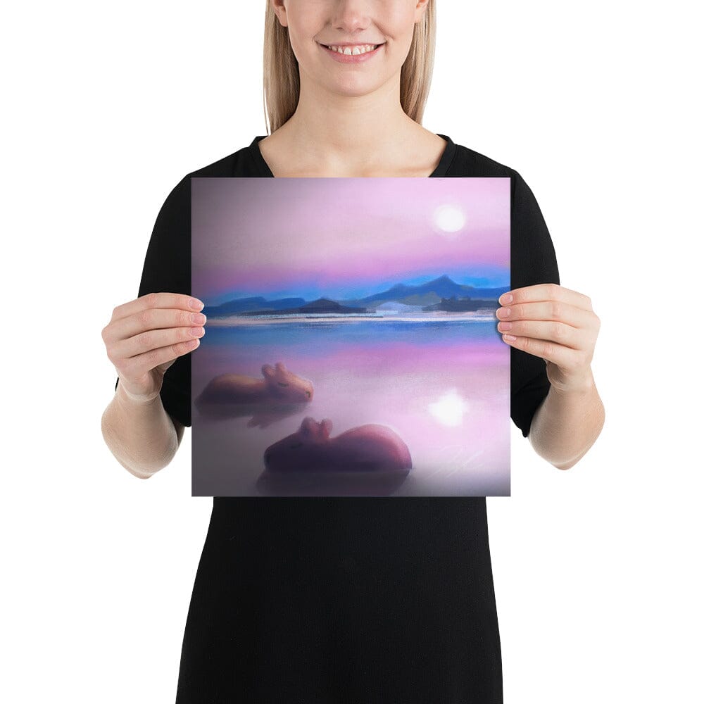 "Capybaras at Moonrise" Painting [Unfoiled] Posters, Prints, & Visual Artwork JoyousJoyfulJoyness 