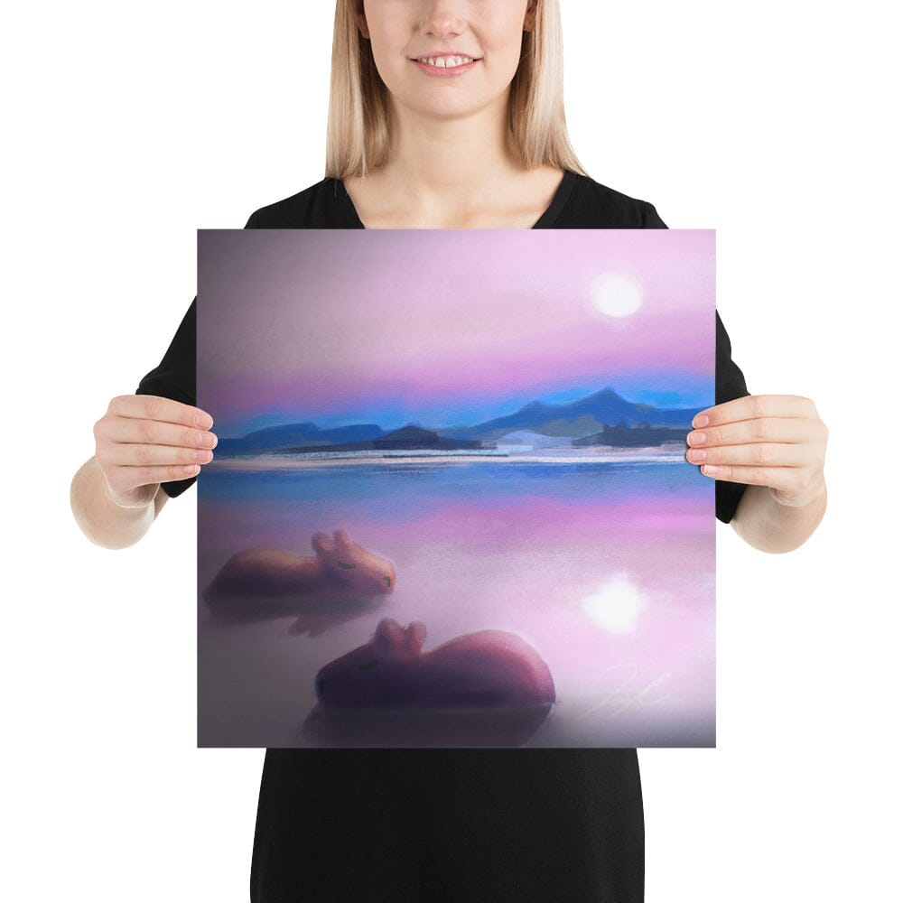 "Capybaras at Moonrise" Painting [Unfoiled] Posters, Prints, & Visual Artwork JoyousJoyfulJoyness 