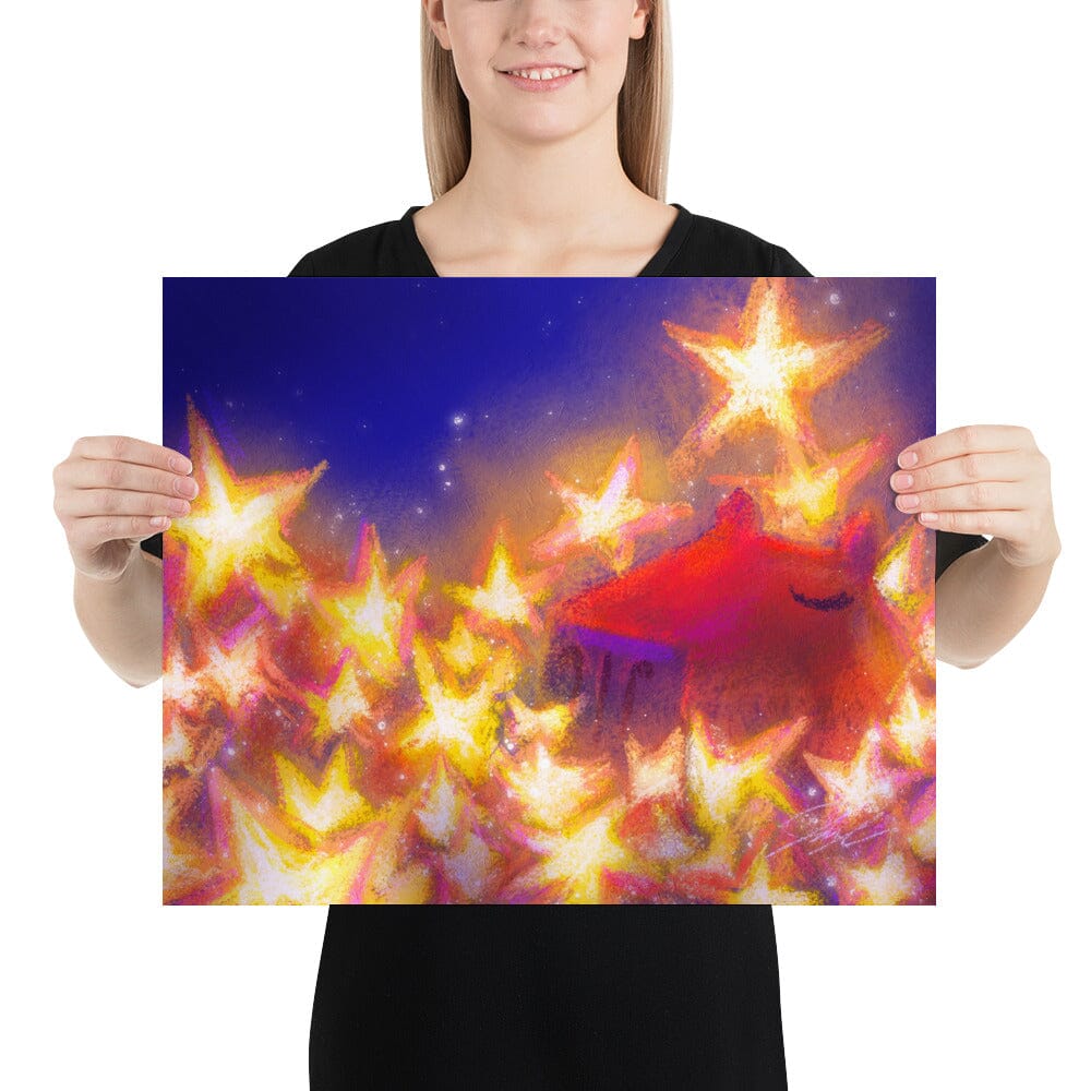 "Capybara Among the Stars" Painting [Unfoiled] Posters, Prints, & Visual Artwork JoyousJoyfulJoyness 