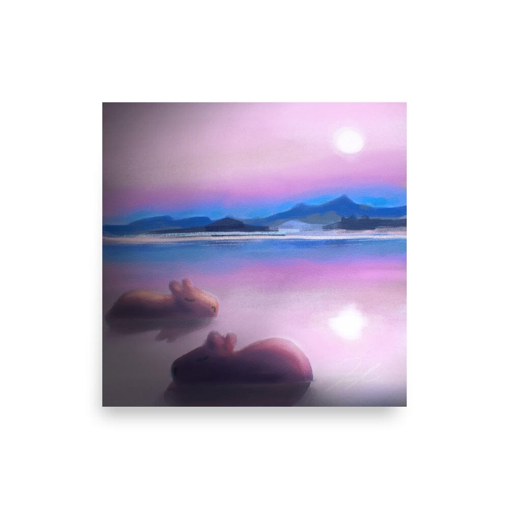 "Capybaras at Moonrise" Painting [Unfoiled] Posters, Prints, & Visual Artwork JoyousJoyfulJoyness 