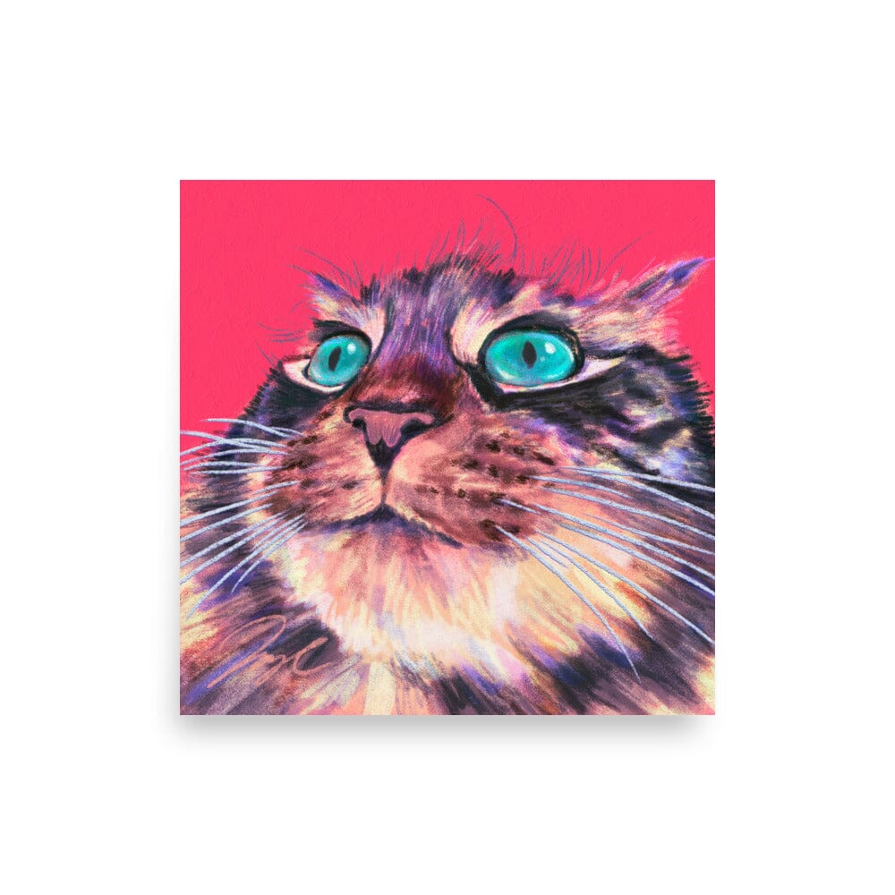 Close Encounters Collection - "Teal Eyes" - Close Up Painting of a Cat with Teal Eyes [Unfoiled] Posters, Prints, & Visual Artwork JoyousJoyfulJoyness 