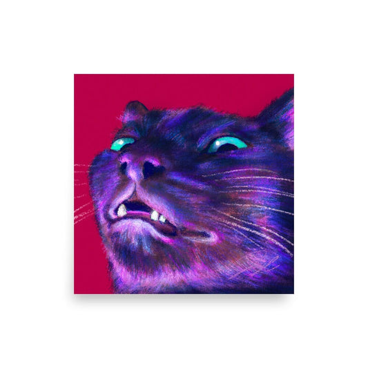 Close Encounters Collection - "Spoopy" - Close Up Painting of a Spooky Black Cat [Unfoiled] Posters, Prints, & Visual Artwork JoyousJoyfulJoyness 