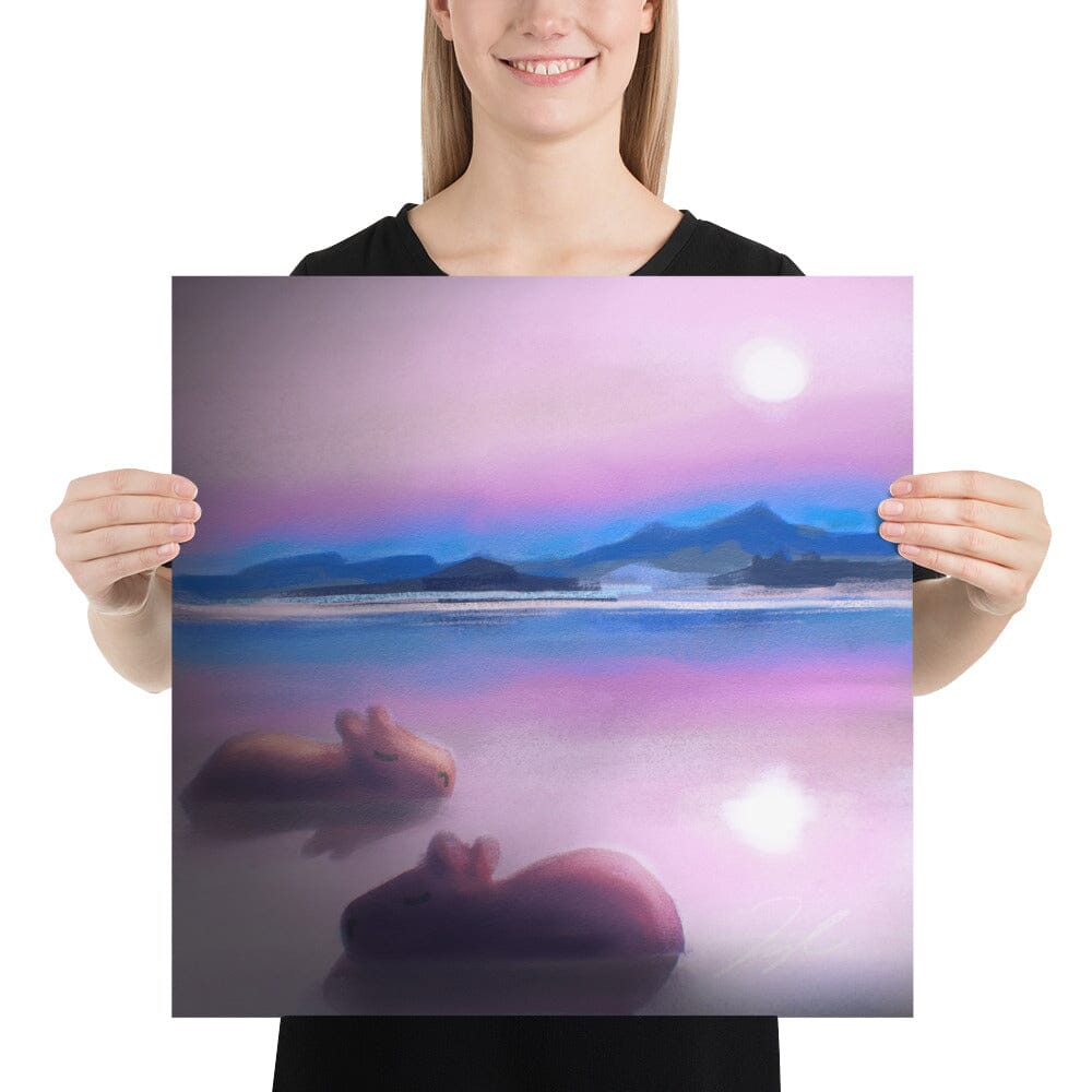 "Capybaras at Moonrise" Painting [Unfoiled] Posters, Prints, & Visual Artwork JoyousJoyfulJoyness 