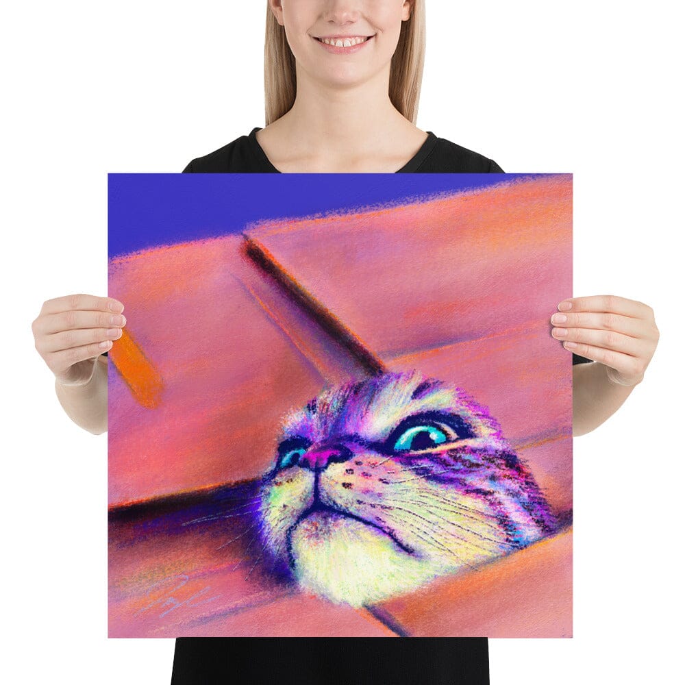 Close Encounters Collection - "If I Fits" - Close Up Painting of a Cat in a Box [Unfoiled] Posters, Prints, & Visual Artwork JoyousJoyfulJoyness 