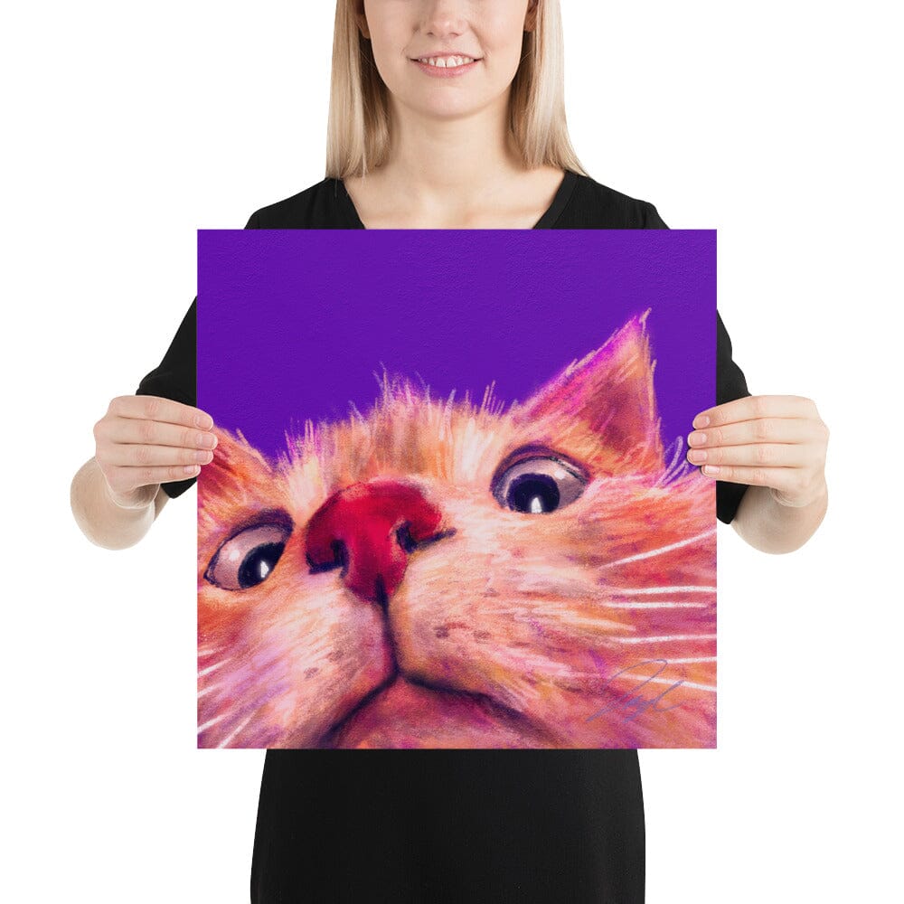 Close Encounters Collection - "Peekaboo" - Close Up Painting of a Ginger Cat [Unfoiled] Posters, Prints, & Visual Artwork JoyousJoyfulJoyness 