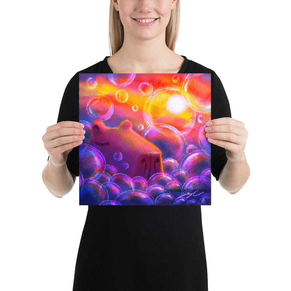 "Capybara and Bubbles" Painting [Unfoiled] Posters, Prints, & Visual Artwork JoyousJoyfulJoyness 