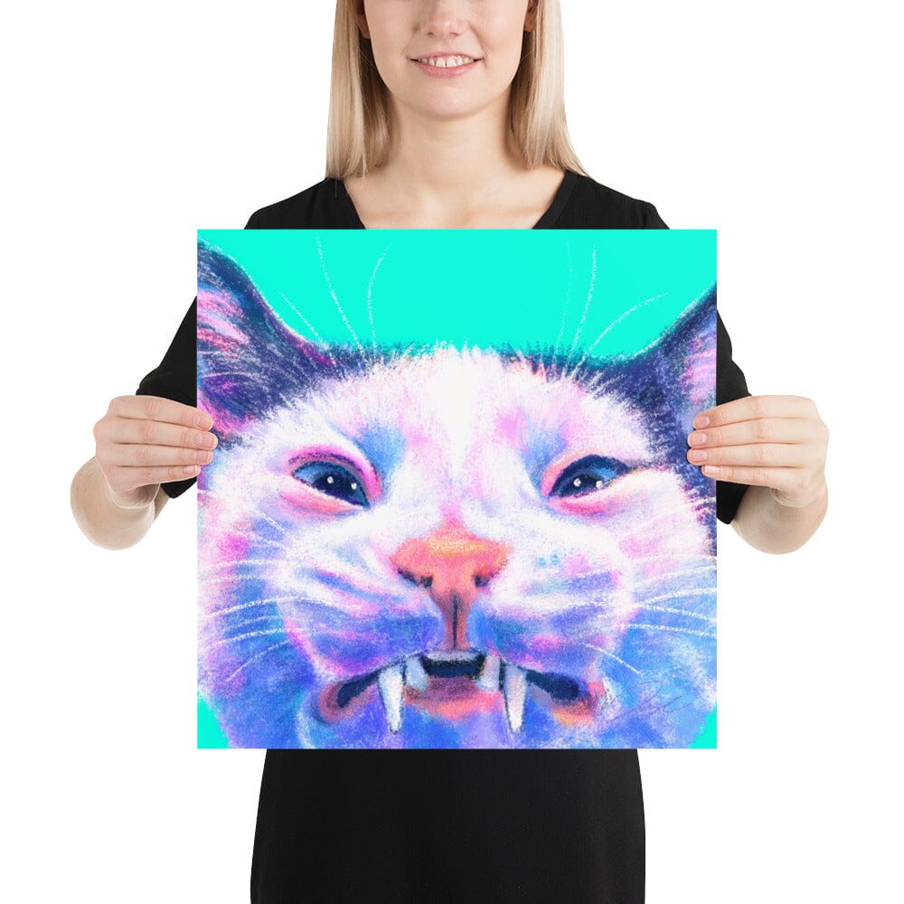 Close Encounters Collection - "Scrungle" - Close Up Painting of a Grimacing Cat [Unfoiled] Posters, Prints, & Visual Artwork JoyousJoyfulJoyness 