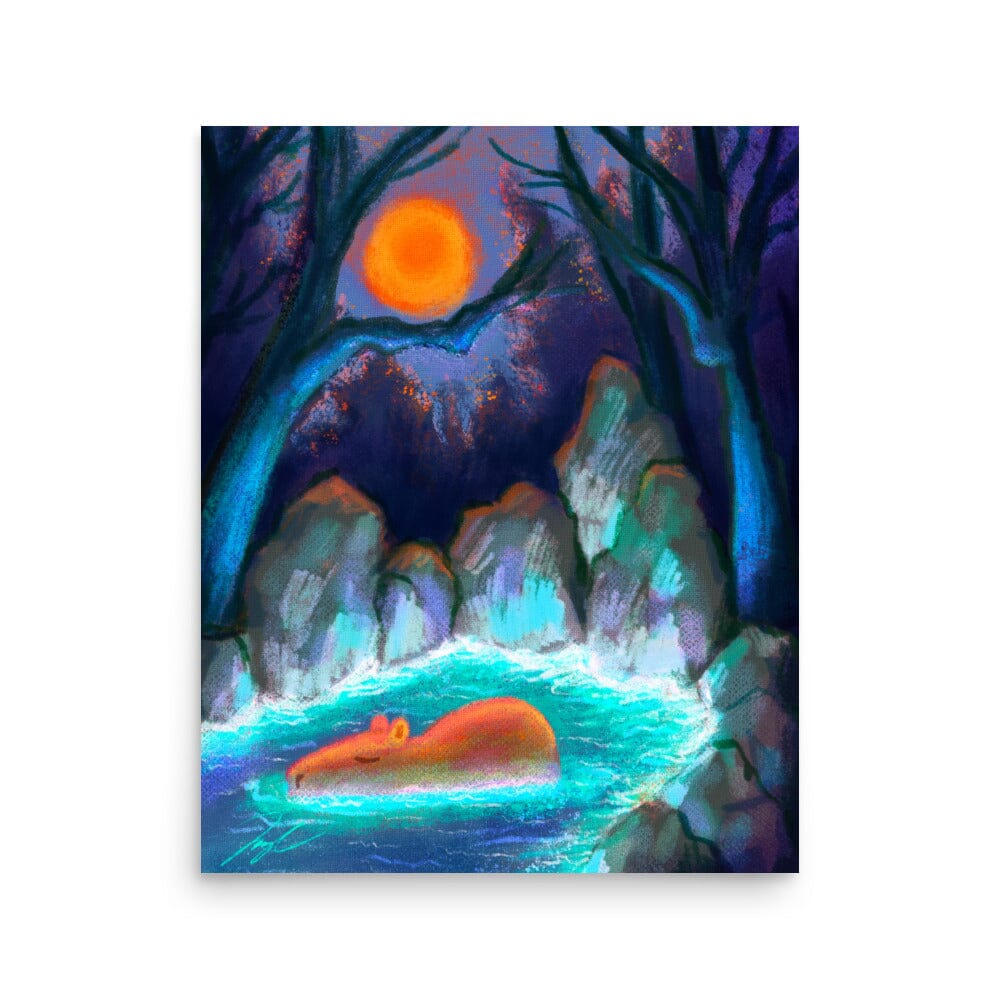 "Capybara Among the Rocks" Painting [Unfoiled] Posters, Prints, & Visual Artwork JoyousJoyfulJoyness 