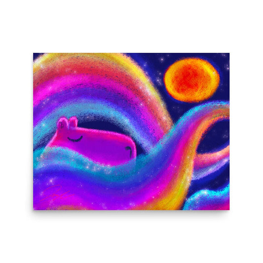 "Capybara and Rainbows" Painting [Unfoiled] Posters, Prints, & Visual Artwork JoyousJoyfulJoyness 