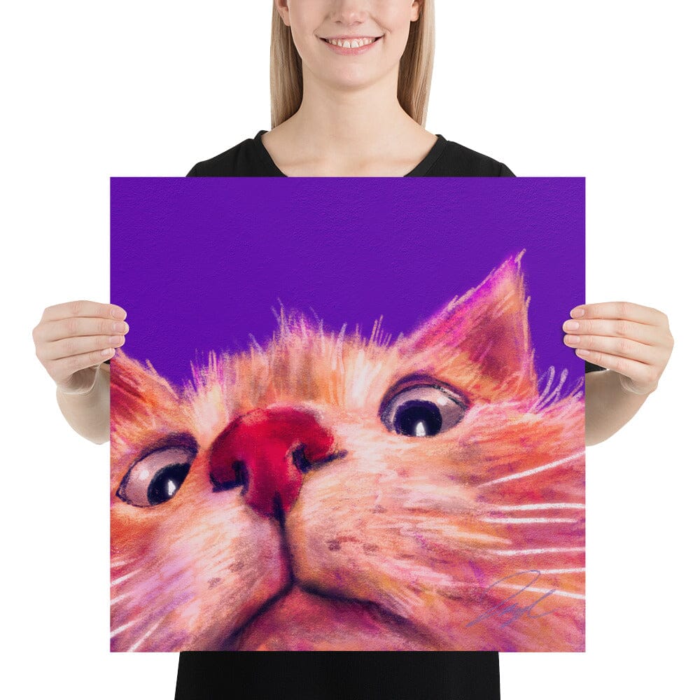 Close Encounters Collection - "Peekaboo" - Close Up Painting of a Ginger Cat [Unfoiled] Posters, Prints, & Visual Artwork JoyousJoyfulJoyness 