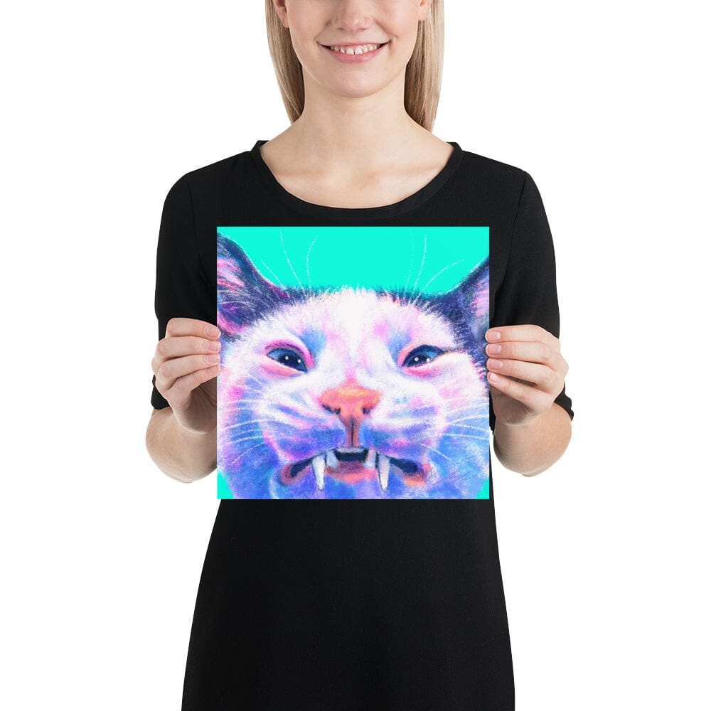 Close Encounters Collection - "Scrungle" - Close Up Painting of a Grimacing Cat [Unfoiled] Posters, Prints, & Visual Artwork JoyousJoyfulJoyness 