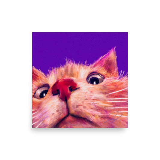 Close Encounters Collection - "Peekaboo" - Close Up Painting of a Ginger Cat [Unfoiled] Posters, Prints, & Visual Artwork JoyousJoyfulJoyness 