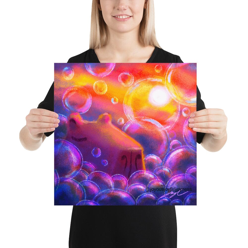 "Capybara and Bubbles" Painting [Unfoiled] Posters, Prints, & Visual Artwork JoyousJoyfulJoyness 