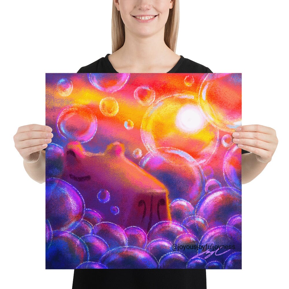 "Capybara and Bubbles" Painting [Unfoiled] Posters, Prints, & Visual Artwork JoyousJoyfulJoyness 