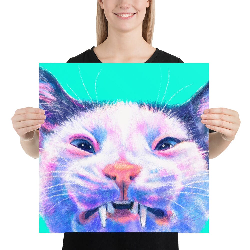 Close Encounters Collection - "Scrungle" - Close Up Painting of a Grimacing Cat [Unfoiled] Posters, Prints, & Visual Artwork JoyousJoyfulJoyness 