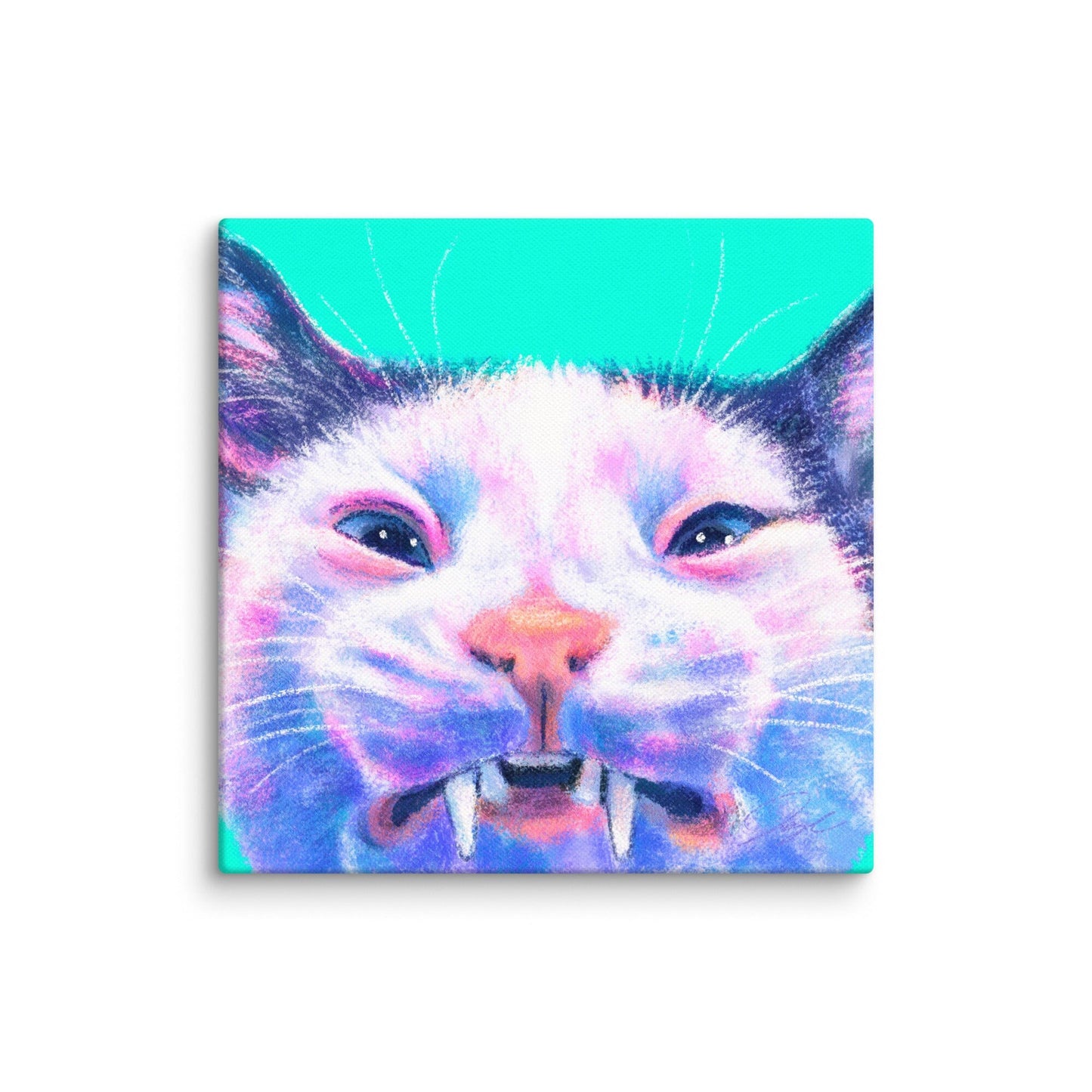 Close Encounters Collection - "Scrungle" - Close Up Painting of a Grimacing Cat [Unfoiled] Posters, Prints, & Visual Artwork JoyousJoyfulJoyness 