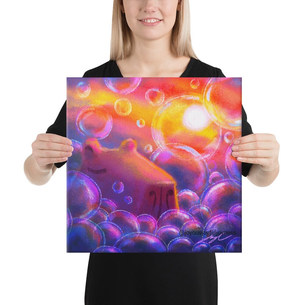 "Capybara and Bubbles" Painting [Unfoiled] Posters, Prints, & Visual Artwork JoyousJoyfulJoyness 