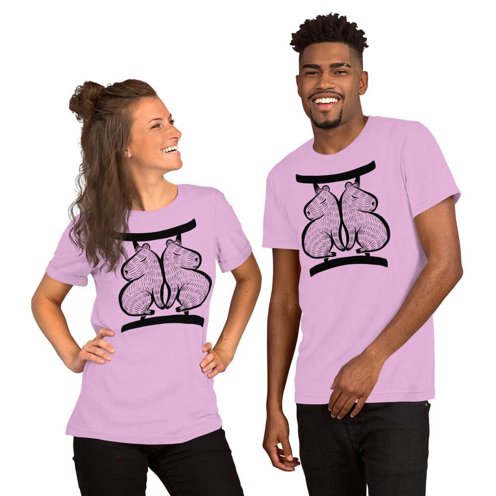 Capybara Zodiac - 03 - Gemini Unisex T-Shirt JoyousJoyfulJoyness Lilac S 