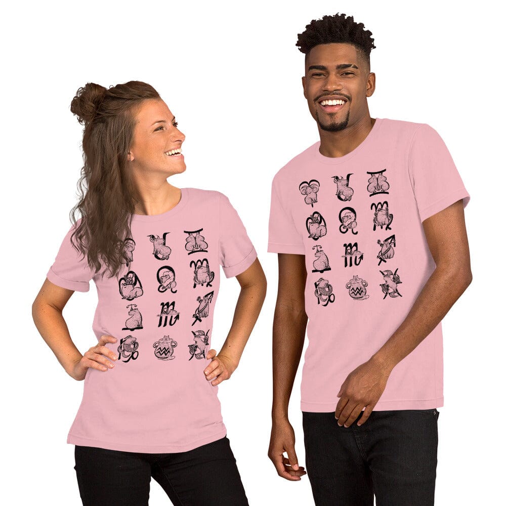 All Signs of the Capybara Zodiac Unisex T-Shirt (Without Title) JoyousJoyfulJoyness Pink S 