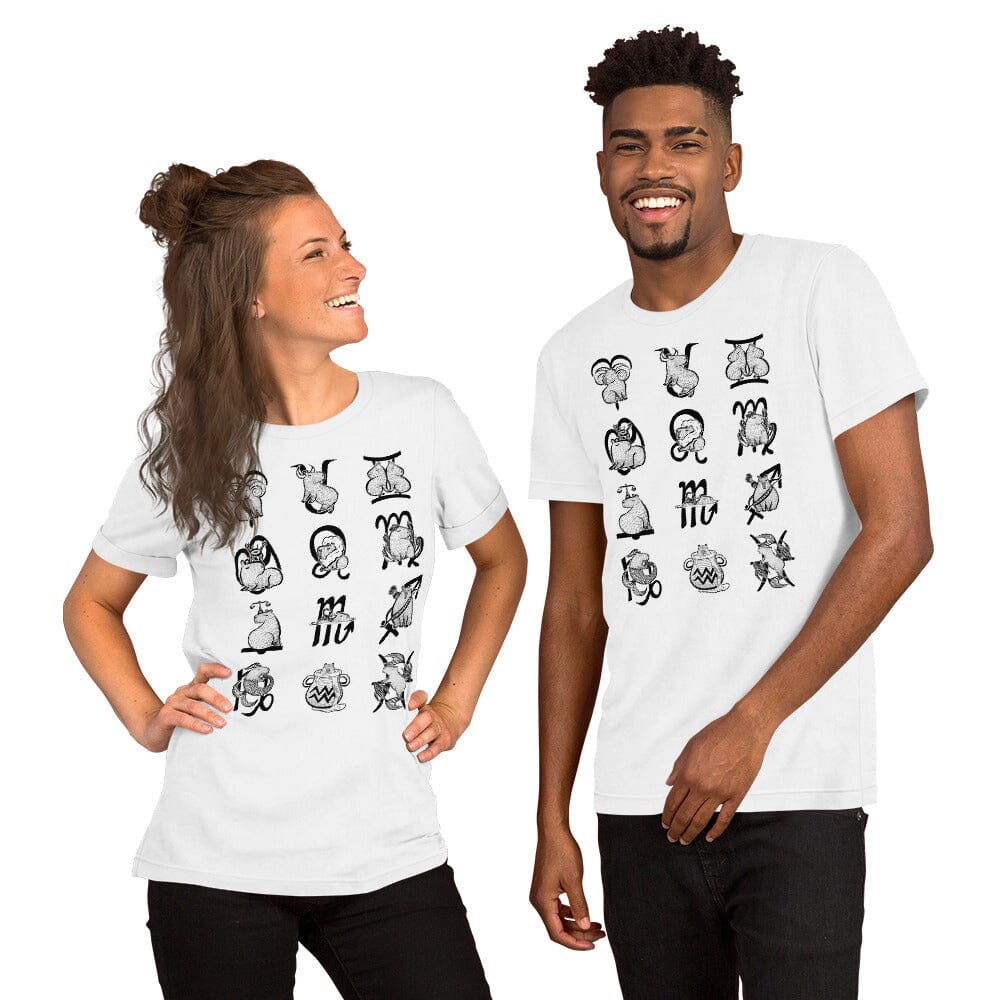 All Signs of the Capybara Zodiac Unisex T-Shirt (Without Title) JoyousJoyfulJoyness White XS 